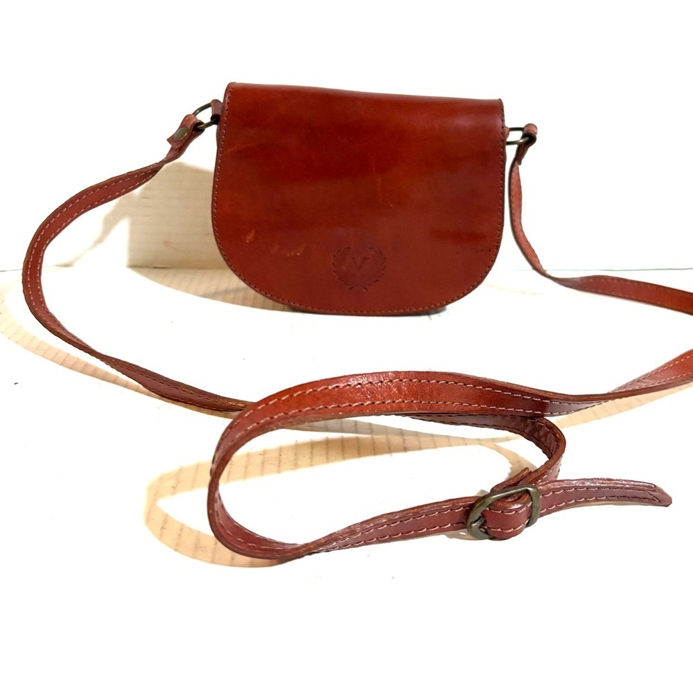 Firenze vintage Elegant Brown Leather Crossbody Bag